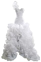 Taffeta/Tulle Tiered   One Shoulder  Ball Gown Wedding Dress  With Ruffles