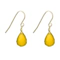 Gold-Over-Silver Teardrop Earrings - Yellow Chalcedony