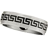 Titanium and Enamel Greek Key Ridged Band Size 11.5