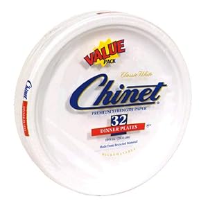 Chinet Classic White Dinner Plates, Value Pack, 32-Count Packages  (Pack of 4)