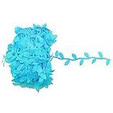 200M 人工フェイクファブリックつる葉ラタン ガーランドガーデンウェディングインテリア・レッド植物 ブルー