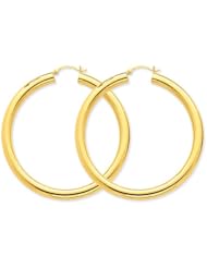 14k White Gold Polished 5mm Lightweight Hoop Earrings. Metal Wt- 8.4g
