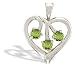 14K White Gold Genuine Round Peridot Heart Pendant