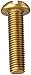 Brass Machine Screw, Plain Finish, Round Head, Slotted Drive, 1/2