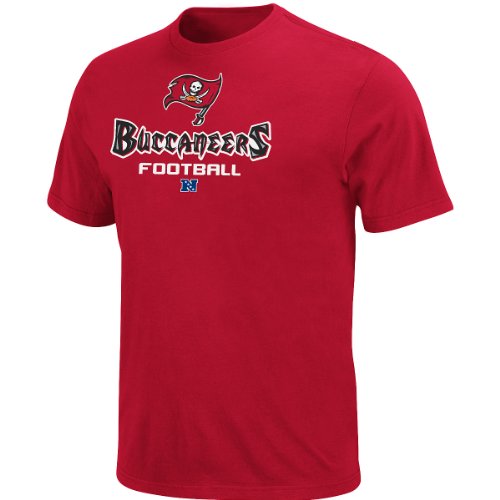 NFL Men's Tampa Bay Buccaneers Critical Victory V Short Sleeve Basic Tee (Bright Cardinal, Large)
