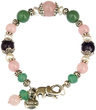 Rose Quartz + Aventurine Elephant Clasp Fertility Bracelet
