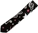 Black with White & Pink Music Notes & Stars Skinny Satin Neck Tie ~ Great necktie for musicians or music teacher