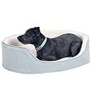 PETMAKER Small Gray Cuddle Round Suede Pet Bed, 23 x 18"