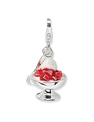 Sterling Silver 3 D Enameled Parfait and Spoon with Lobster Clasp Charm