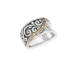 925 Silver Oxidized Wave Ring with 18k Gold Accents- Sizes 6-8