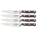 LamsonSharp Set of 4 Serrated Steak Knives- Wood Handle/ Silvertone Accents
