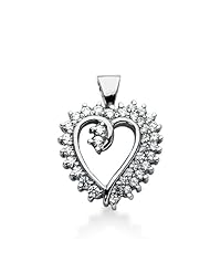 14K Gold Prong set Diamond Heart Pendant (0.68 cttw, F - G Color, SI2 Clarity)