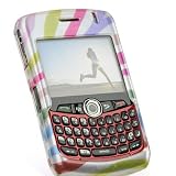 Premium Luxurious Designer Hard Diamond Crystal Snap-on Case for Blackberry Curve 8330 Case - White Rainbow Zebra Design
