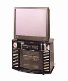 Black Corner TV Stand with Glass & CD Storage
