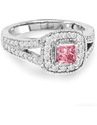 0.97ct tw Enhanced Pink Diamond Antique look split shank Ring set 14K Gold