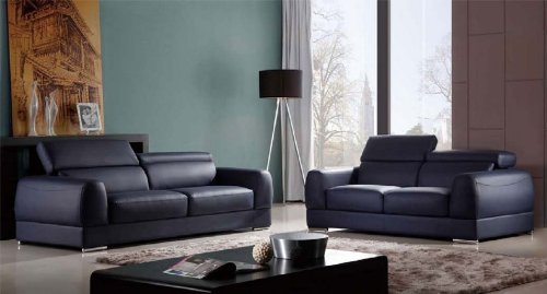 2pc Contemporary Modern Leather Sofa Set, DS-CHI-S2