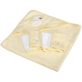 Spasilk 100% Cotton Hooded Terry Bath Towel with 4 Washcloths, Yellow