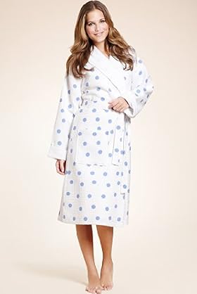 Pure Cotton Spotted Waffle Dressing Gown