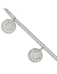 Sterling Silver Rhodium Plated Diamond Cut Hollow Discs Bracelet, Best Quality Free Gift Box Satisfaction Guaranteed