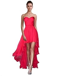 Chiffon Sweetheart High-Low-Hem Lace Evening Dress/Bridesmaid Dress/Prom Dress/Wedding Party Dress 