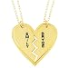 Name Necklace Couple's Breakable Heart Pendant -18k Gold Plated Personalize Any Two Names