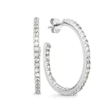 Sterling Silver and White Sapphire Inside-Outside Hoop Earrings