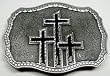 Three Crosses Black Enamel Pewter Buckle, Religious Buckles
