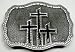Three Crosses Black Enamel Pewter Buckle, Religious Buckles