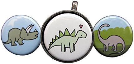 Mark Poulin Women's Pewter Necklace Dinosaur Love Magnetic Necklace Set 30" Ball Chain