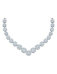 5 cttw 14k White Gold Diamond Bridal Flower Art Nouveau Necklace (Real Diamonds: 5 cttw)