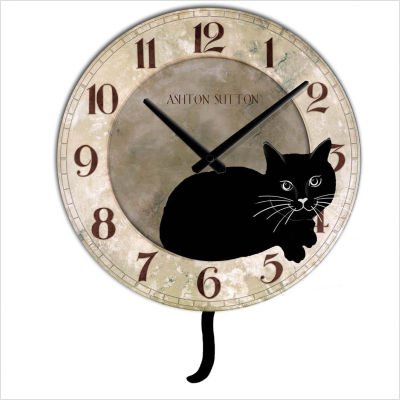 Ashton Sutton Cat Clock with Pendulum