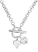 Jo for Girls Silver White Cubic Zirconia Heart & Polished Silver Heart Children's T-Bar Necklet
