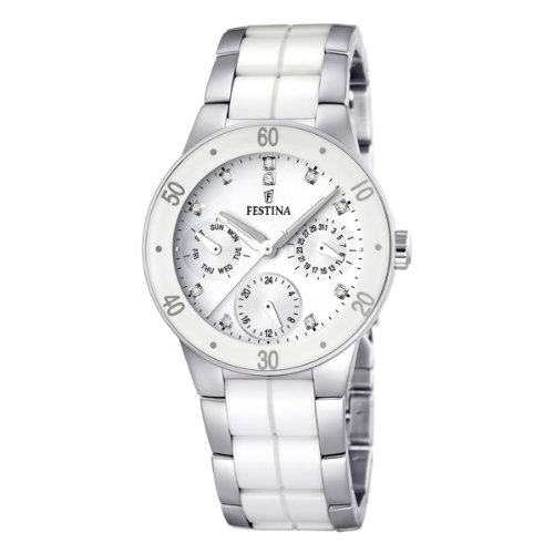 Festina F16530/3 - Reloj analógico de cuarzo para mujer con correa de acero inoxidable, color multicolor