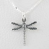 Small Dragonfly Pendant in Sterling Silver on a 16' Box Chain, #8732