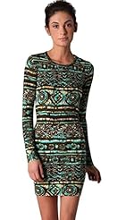 General Print Long Sleeves Polyester/Spandex Sheath Cocktail Bodycon Dress/Homecoming Dress/Prom Dress 
