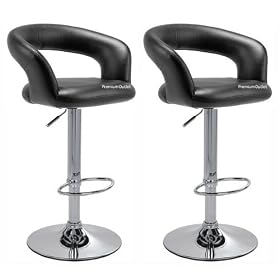 Black - Omicron Kitchen Padded Bar Stool (Set of 2) by Premium Outlet