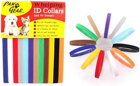 Whelping ID Collars Bands Puppy Dog Kitten 12 Colours Soft Adjustable Reusable (Small (Toy Breeds) Length 24cm x 1cm Width)