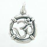 Round Om or Aum Sterling Silver Pendant, #8521