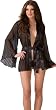 Sexy Sheer Robe Lingerie Set - Long Sleeved See Thru Robe & Thong