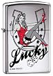 Zippo Lighter - Lucky Shoehorse Sexy Pinup Lady High Polish Chrome Logo