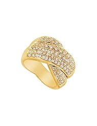 Diamond Crossover Ring 14K Yellow Gold - 2.00 CT Diamonds