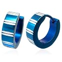 Urban Male Blue Stainless Steel Hinged Hoops For Men