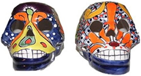 Clearance 50% off!Twin Tallavera (Bola Style) Day of the Dead Skulls/Dia de los Muertos