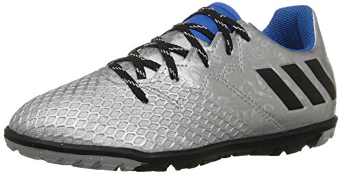 adidas Performance Kids' Messi 16.3 Turf Soccer Cleats, Silver Metallic/Black/Shock Blue, 4 M US Big Kid