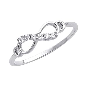 14K White Gold High Polish Finish Infinity Round-cut Top Quality Shines CZ Cubic Zirconia Ladies Promise Ring Band - Size 6