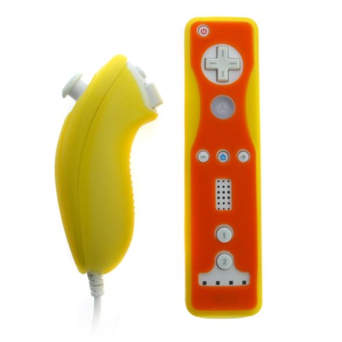 Permium Protective Orange 2 Tone Silicon/silicone Skin Cover Case for Nintendo Wii Remote Controller & Nunchuk