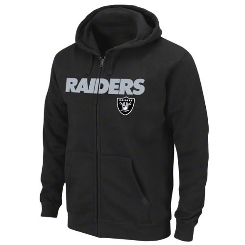 NFL Men's Oakland Raiders Classic II Long Sleeve Fullzip Fleece With Hood (Black, Large)