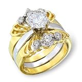 Women's Bridal Clear Cubic Zirconia Two-Tone Ring, Size: 5-10