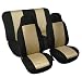 FH-FB102112 Classic Cloth Car Seat Covers Beige / Black... FH-FB102112 Classic Cloth Car Seat Covers Beige / Black...