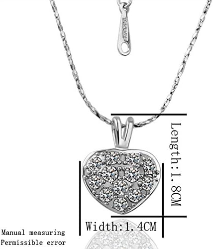 LoveCity 18K White Gold Plated Austrian Crystal Heart Pendant Necklace